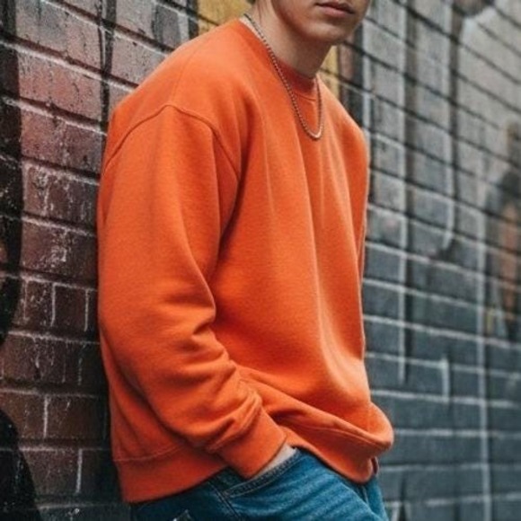 GAP Other - Vintage 90s GAP XL Orange Crew Neck Pullover Cotton Blend‎ Sweatshirt Flawed